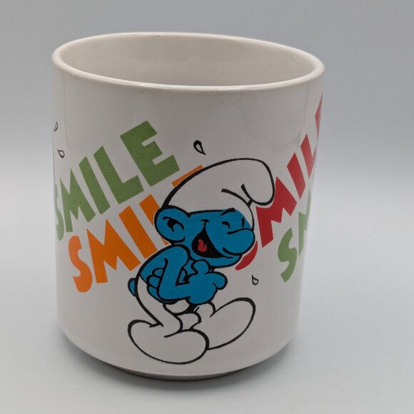 Vintage 1980s Smurf Smile Mug - 3.5 Inches Tall - Picture 2 of 7